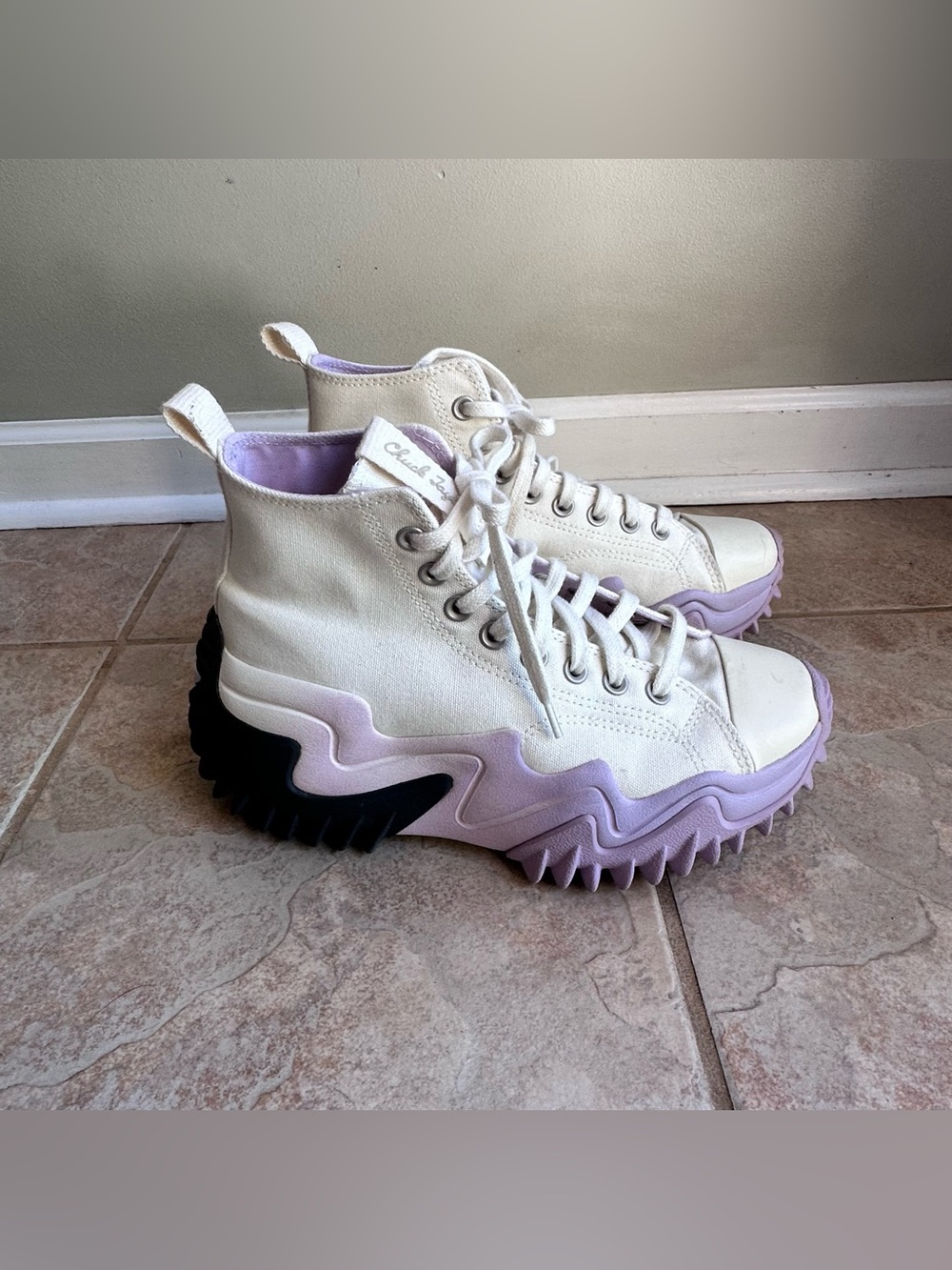Converse Run Star Motion Platform High Top Egret Pale Amethyst WORN ONCE